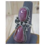 Navajo Two Stone Ring Nickle Hallmarked