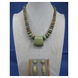 Vtg S.S. Jay King Green Turq Necklace W/ See Info