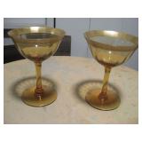 Two Vtg Amber Champane Coupe Glass See Info