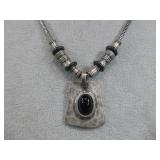 Beaded Necklace W/ S.S. Pendant