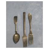 Three Vtg Silver Plated Spoon,Forks See Info