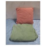 Vtg Accent Pillow & Woven Blanket 8' x 4.5'