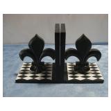 Set Of Fleur De Lis Motif Book Ends 7' Tall