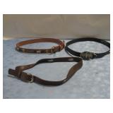 Three Western Leather Belts Sz 38-40