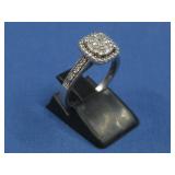 Sterling Silver Diamond Engagement Ring