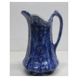 Blue Signed Ceramic Pitcher 9'