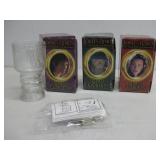 Three 2001 Lord OF The Rings Glass Goblets