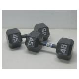 Two New 45 lb Hex Dumbbell Weights