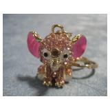 Gold Tone Rhinestone Elephant Key Chain