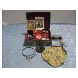 Vtg Godinger Box W/Vtg Items Purse B & W Photo See