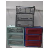 Three 3 Drawer Plastic Organizers See Info