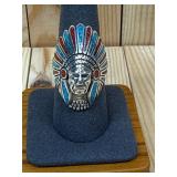 Vtg.S.S N/A Chief Inlay Turq,Coral Ring