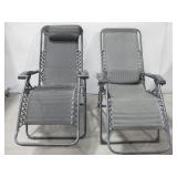 Two Adjustable Folding Lounge Chairs