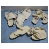 Three Pairs Of Leather Moccasins Various Sizes