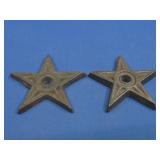 Two Vtg Cast Iron Star 2.75' x 3'