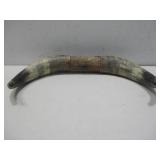 Two Horns Mounted Wood Ornament 14'