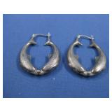 Vtg Sterling Silver Dolphin Earrings