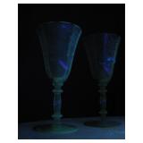 Two Vtg Fostoria Topaz Wine Glass & Plates See