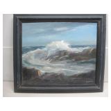 H.Collins Vtg Framed Oil Painting Signed See Info