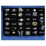 Thirty-Six Silver Tone Fashion Rings