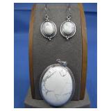 S.S. White Buffalo Turq. Earrings/Necklace See