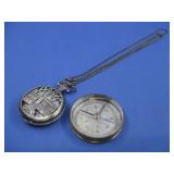 Vtg Brass Compass & Pocket Watch See Info