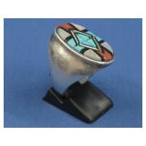 Sterling Silver Zuni Y.Natash Inlay Ring See Info