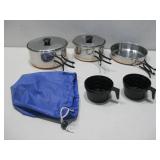 Nesting Camping Pots & Pans W/Lids & Bag