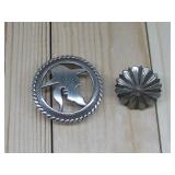 Two Western Metal Belt Buttons