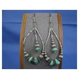 Silver Toned Beaded Dangle Earrings See Info