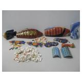 Wooden & Ceramic Fish Decor W/Shells