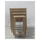 Four Vtg Wood Carved Oriental Style Nesting See