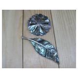 Two Sterling Silver Abalone Pins Mexico