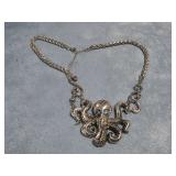 Silver Tone Octopus Fashion Necklace