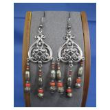 SW Style Silvertone Dangle Earrings