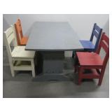 Wooden Childrens Table W/Four Chairs See Info