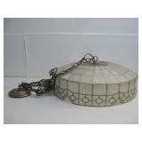 Vtg Capiz Shell Tile Hanging Ceiling Lamp See