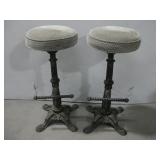 Two Metal Heavy Base Stools W/Foot Rest See