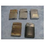 Five Vtg Refillable Lighters Zippo Ronson See