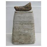 Ceramic Rustic Style Jar W/Lid & Wood Handle See