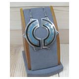 Dangle Inlaid Hallmarked Alpaca Earrings