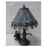 Vtg Tiffany Jeweld Peacock Tiffa-Mini Desk Lamp