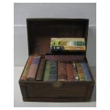Wooden Box W/Various Vtg Books Youth Whitman See