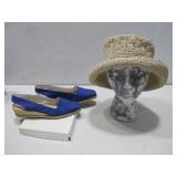 Vtg Terra Blue Shoes Size 7B W/Summer Hat See