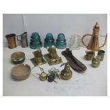 Vtg Items Glass Insulators Brass Decor See
