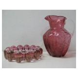 .Vtg Fenton Cranberry Glass Pitcher See Info