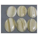 6 Large Yellow Banded Calcite 30 x 40mm Cabochons