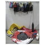 Assorted Life Vest, Oar, Anchor, Inflable Tubes