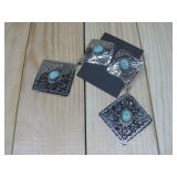 Navajo Dangle Concho Earrings NIckle Hallmarked