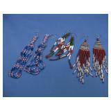Three Pairs Beaded Dangle Earrings